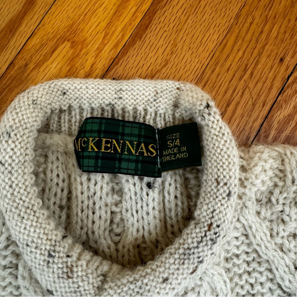 Kids Cream Cable Knit Wool Sweater - Picture 2 of 2